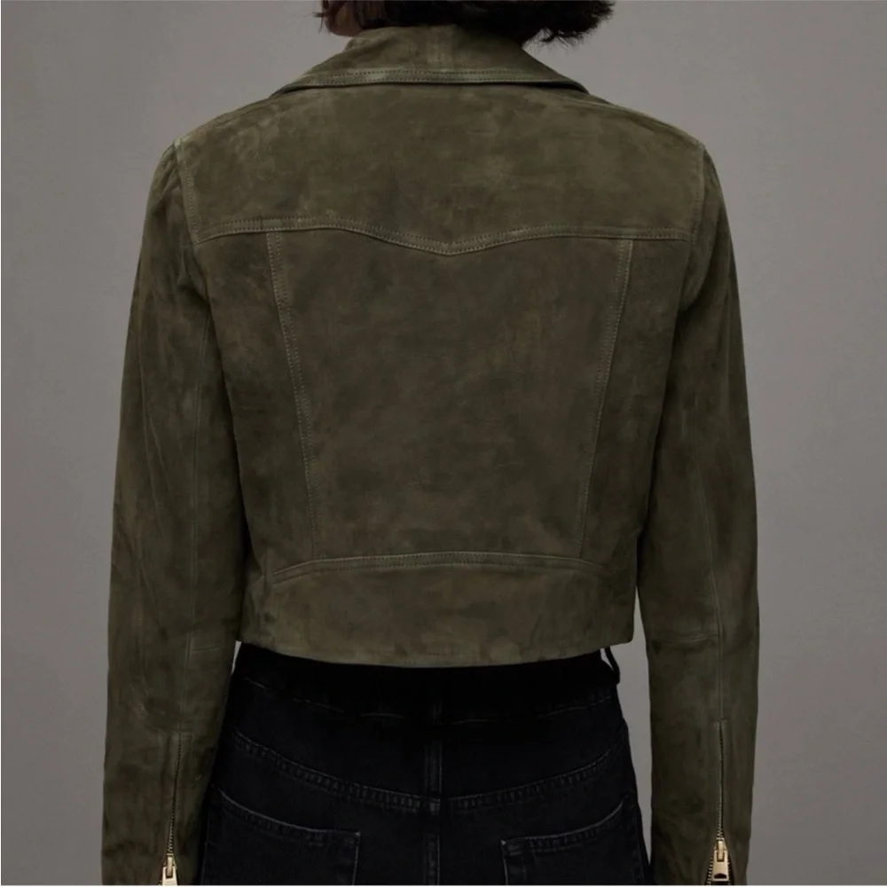 ALLSAINTS Suede Dalby Biker Leather Jacket Brand anew with Tags, US Size 4 - Picture 4 of 9